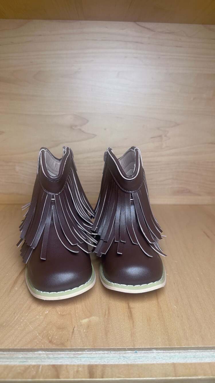 A Bear Co. Fringe Boots Size 10 Brown Western Zip Toddler Shoes